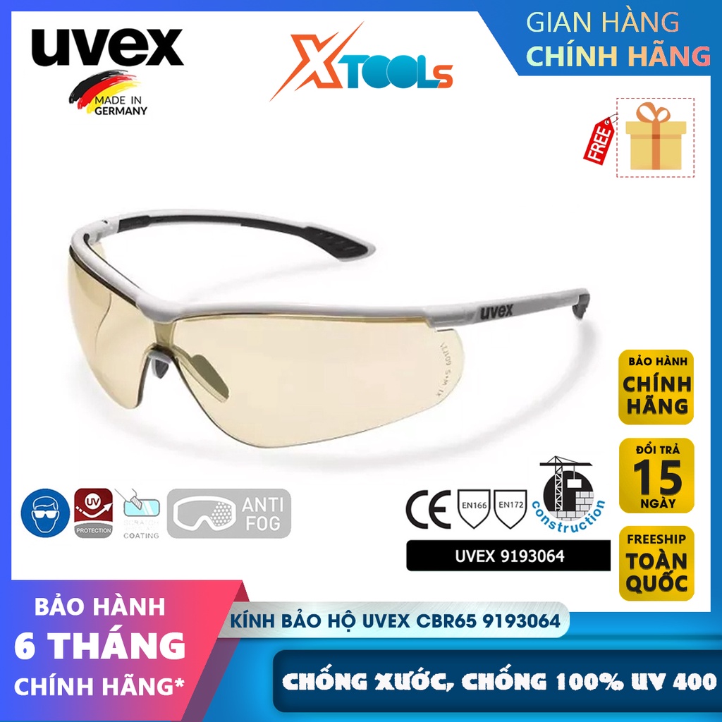 Kính bảo hộ UVEX PHEOS CX2 9193064 tròng màu trà, chống bụi, chống hơi nước, trầy xước, ngăn chặn tia UV, mắt kính đi xe