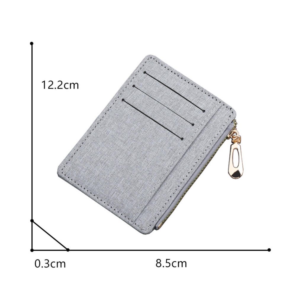1 Ví Đựng Thẻ / Chìa Khóa Mini Bằng Vải Bạt Mỏng Có Khóa Kéo Thời Trang Unisex