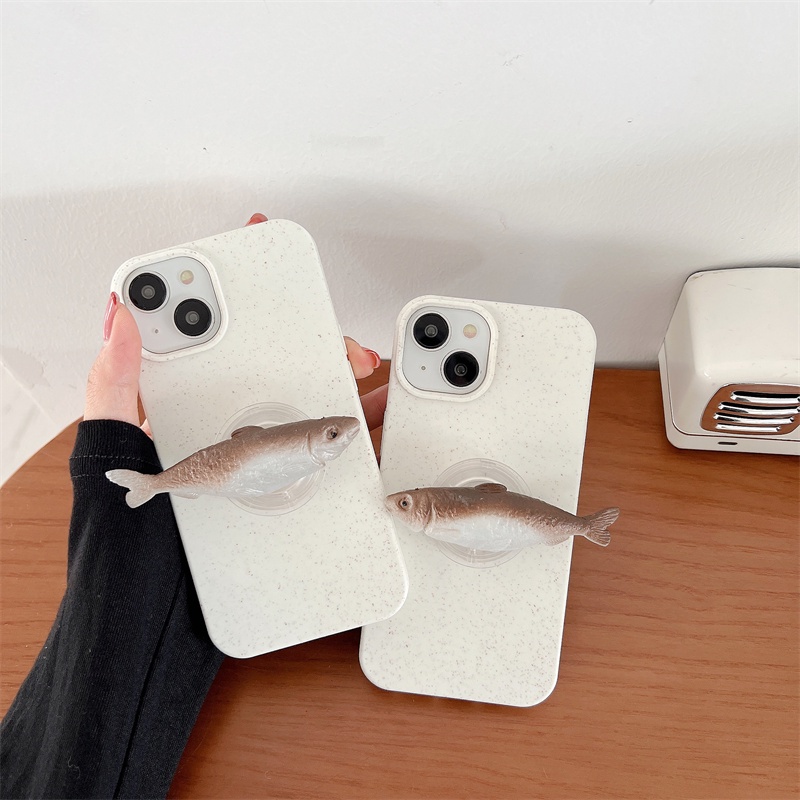 Ốp Điện Thoại Cứng Viền Tpu Dẻo Họa Tiết Cá Muối Đơn Giản Dễ Thương Chống Sốc Cho iPhone 14 13 12 11 Pro Max