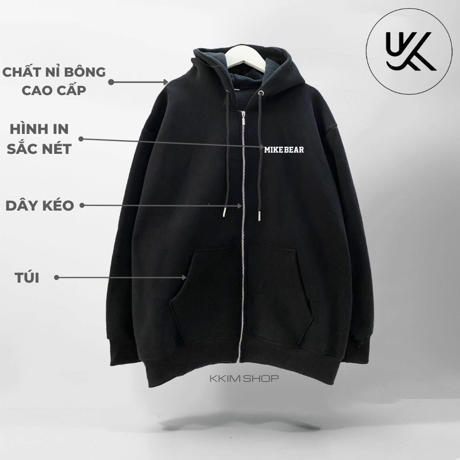 Áo Hoodie Zip MIKENCO BEAR Nam Nữ Unisex Form Rộng Chất Liệu Nỉ Bông Siêu Dày Phong Cách Hàn Quốc | BigBuy360 - bigbuy360.vn