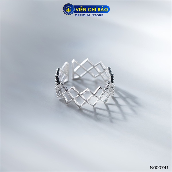 Nhẫn bạc nữ họa tiết hình thoi chất liệu bạc 925 thời trang phụ kiện trang sức Viễn Chí Bảo N000741