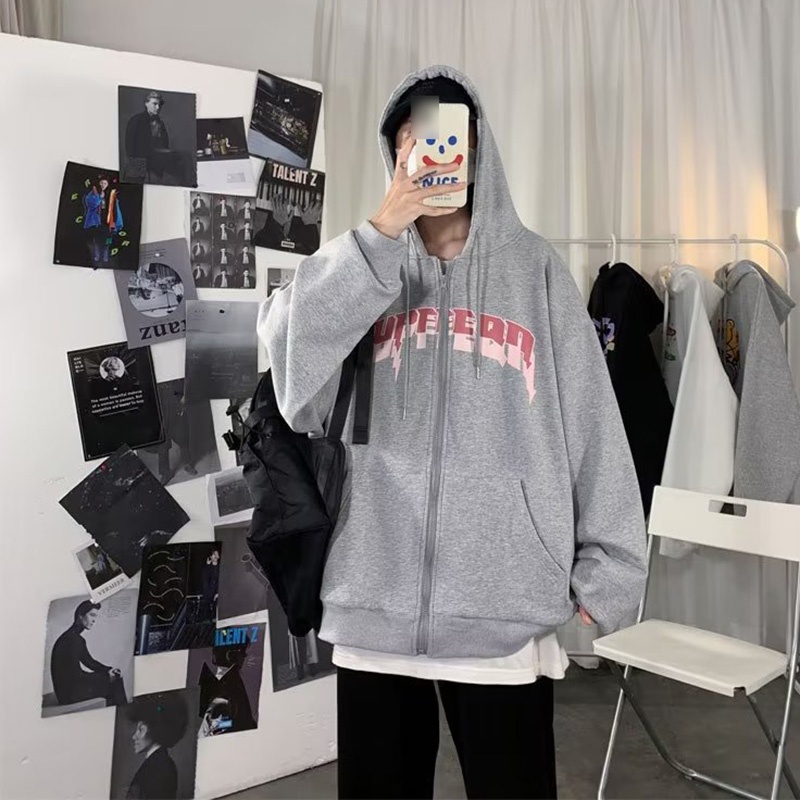 Áo Hoodie Dáng Rộng In Chữ Phong Cách Đường Phố Mỹ Cá Tính Cho Nam