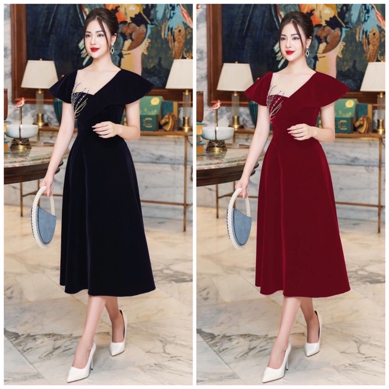 SIZE>65KG ĐẦM NHUNG TAY CÁNH TIÊN KẾT NHÁNH CÂY