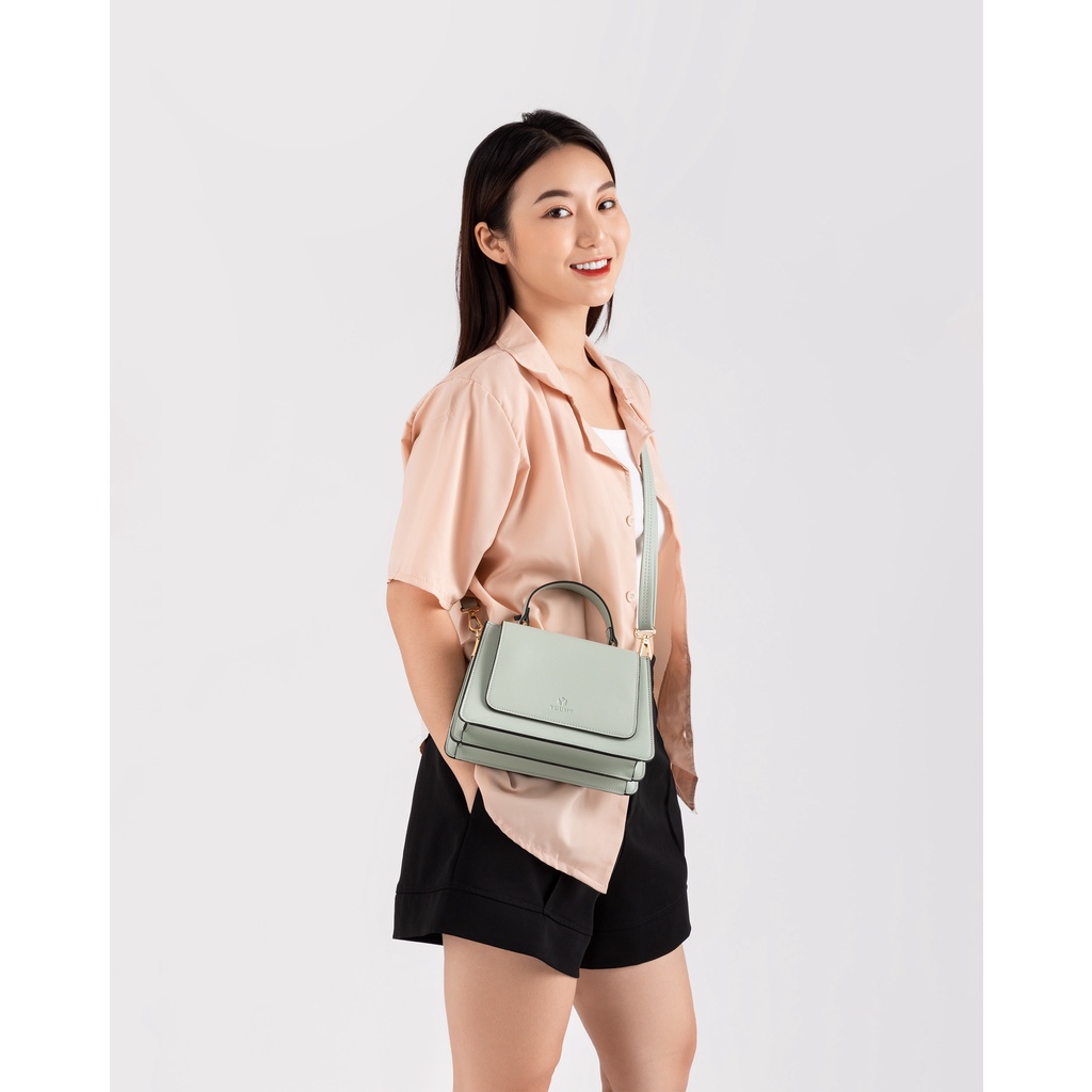 Túi đeo chéo da nữ nắp gập phối quai xách YUUMY Seasand YN128