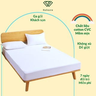 Bộ ga giường 2 vỏ gối T300 cho khách sạn Hohore bộ ga màu trắng vải cotton cvc cao cấp đủ kích thước 1m*2m - 2m2*2m