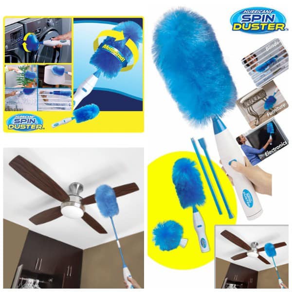 Chổi Lông Quét Bụi Tĩnh Điện Tự Động 360 độ, Chổi Quét Bụi  Spin DUSTER Thông Minh Đa Năng Chức Năng chạy bằng pin AAA