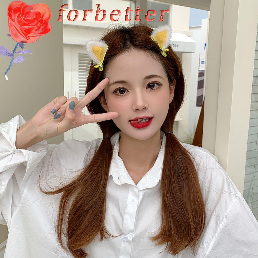 2 Kẹp tóc hình tai mèo bằng vải bông nhiều màu tùy chọn phong cách Hàn Quốc xinh xắn cho nữ