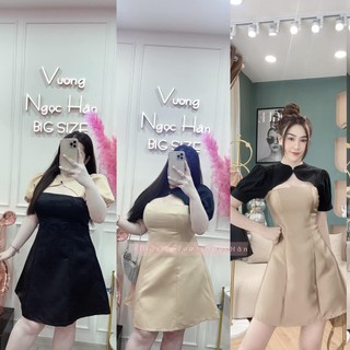 ĐẦM PHỐI 2 MÀU KHOÉT CỔ BIGSIZE VƯƠNG NGỌC HÂN