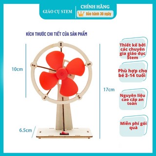 Quạt điện mini bằng gỗ mô hình diy sử dụng pin đồ chơi tự lắp ráp, đồ chơi khoa học stem