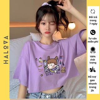 Áo thun croptop nữ form rộng tay ngắn bigsize AT4