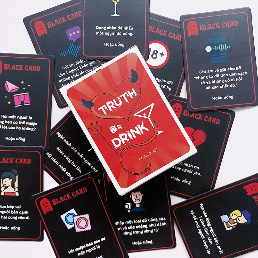 Bộ bài Drinking Game Truth Or Drink 92 Lá thách hay thật truth dare cho nhóm bạn bè liên hoan bựa và lầy lội TM-TOD