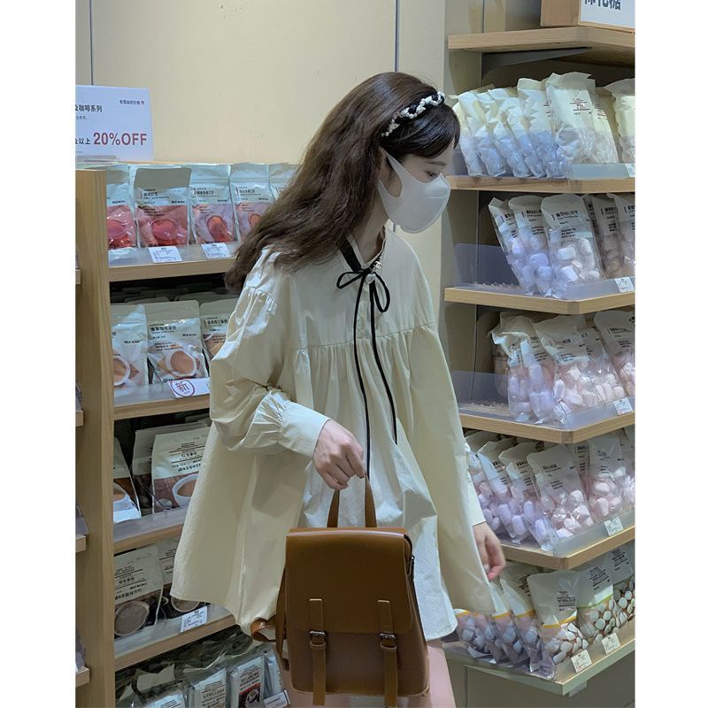 Đầm Búp Bê Tay Dài Cột Dây Dễ Thương Xinh Xắn Dành Cho Nữ