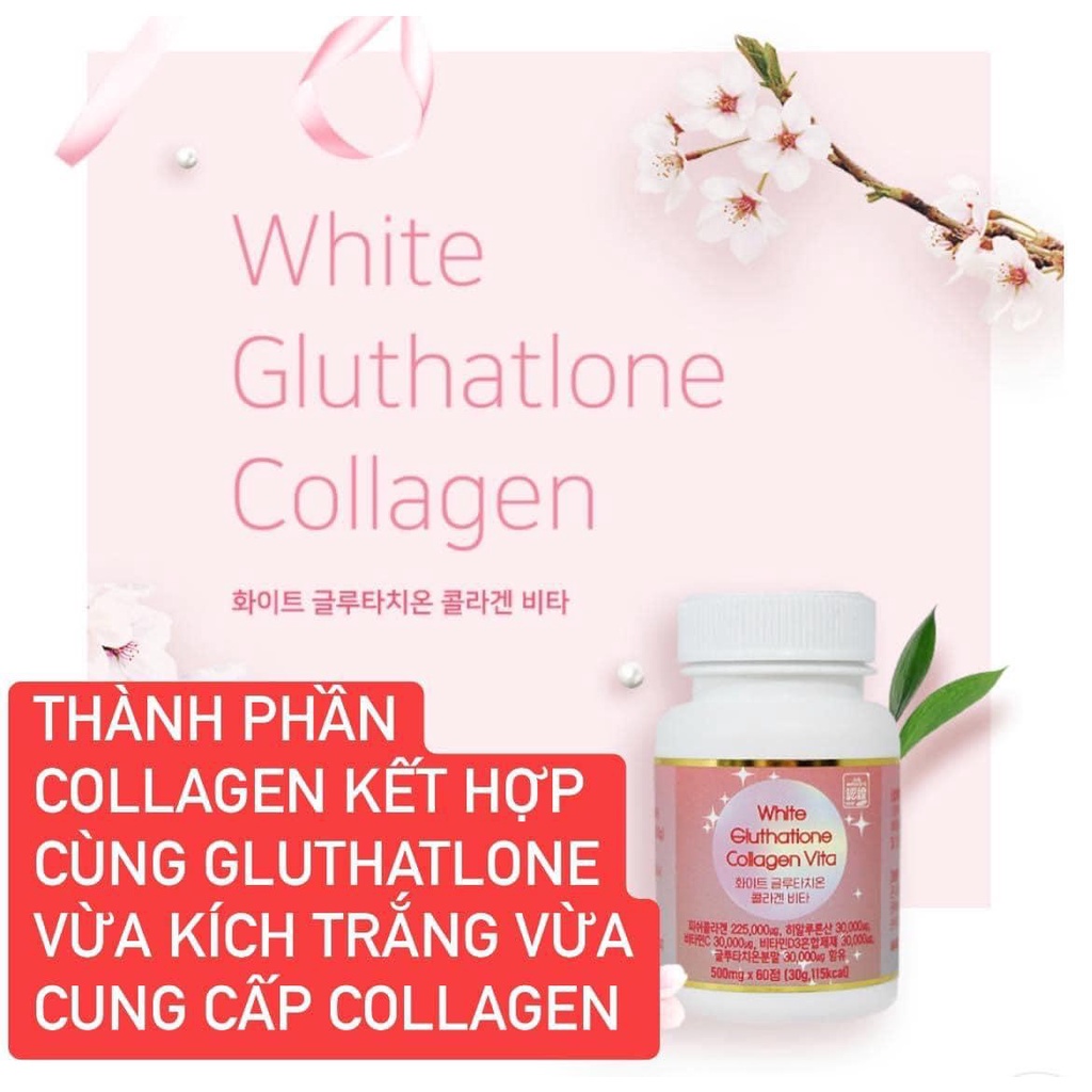 Viên uống trắng da tổng hợp White Glutathione Collagen Vita Hộp 60 viên - Hồi sinh làn da tươi trẻ khỏe