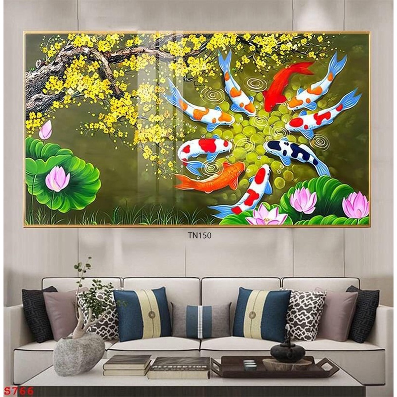 Tranh Cá Chép Tráng Gương  Phong Thủy Treo Tường. Trang Trí Phòng Khách/ Phòng Làm Việc/ Phòng Ngủ - Simplehouse