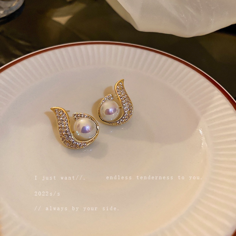 Bông Tai Hình Giọt Nước Đính Đá Zircon Thời Trang Hàn Quốc Cho Nữ