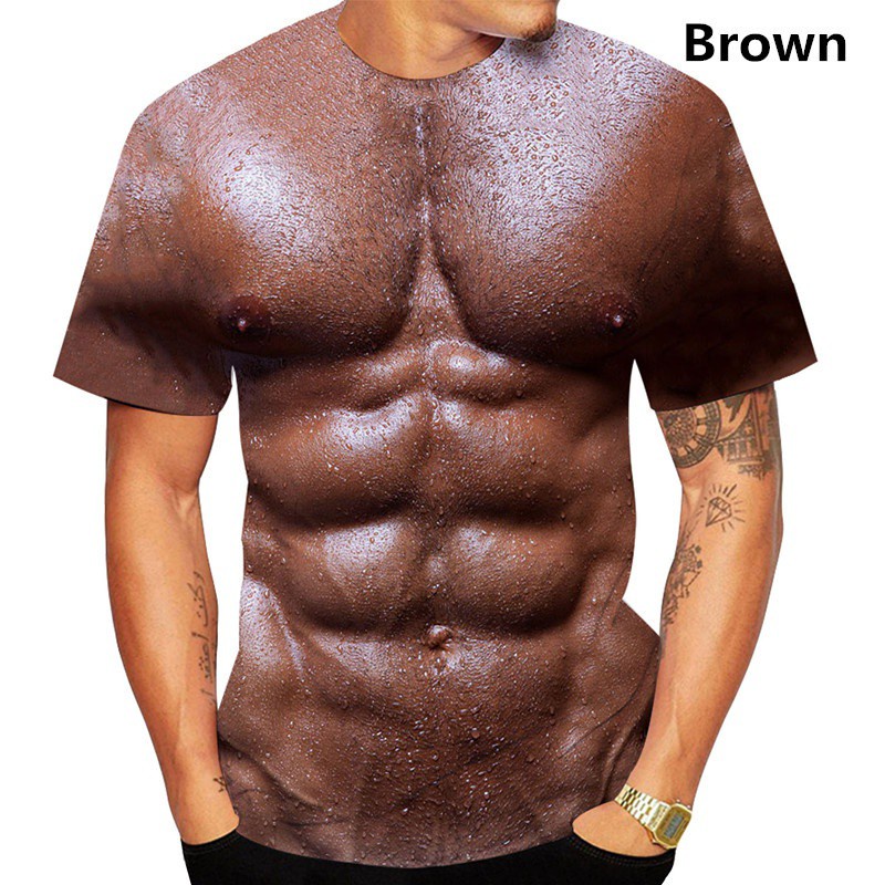 Áo Thun In Hình Cơ Bắp 3d Vui Nhộn Thời Trang Cho Nam