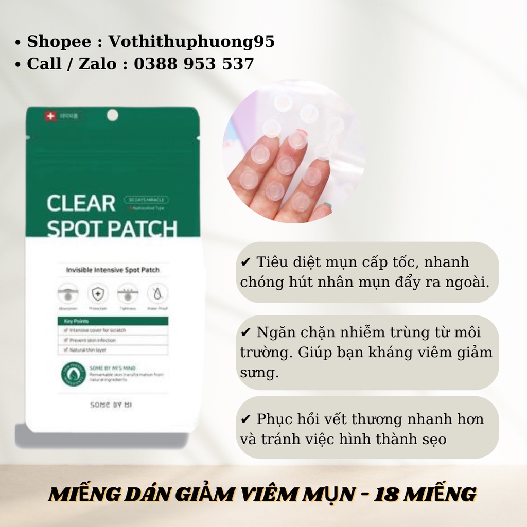 MIẾNG DÁN GIẢM MỤN SOME BY ME CLEAR SPOT PATCH 18 MIẾNG