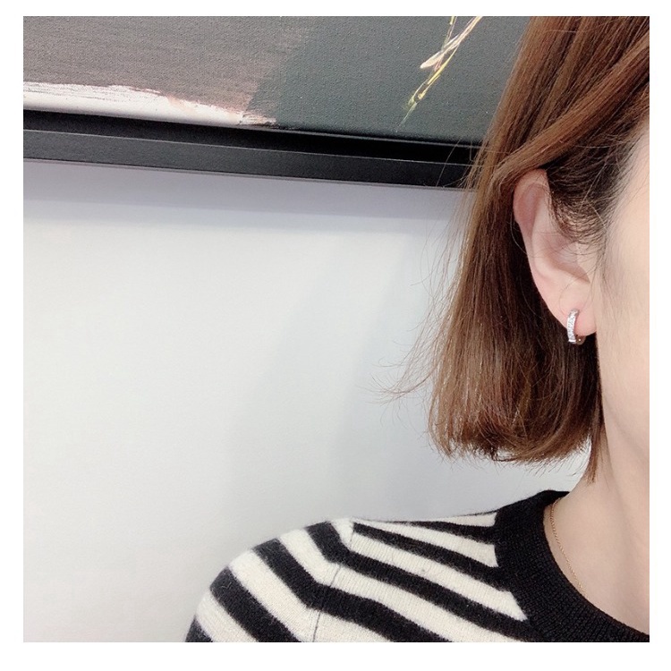 Bông tai nữ titan Doris tròn viền nửa vòng đá Gold / Silver / Rose Gold E1-405