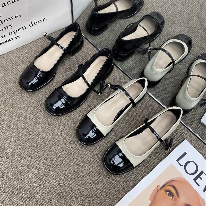 Giày mary Jane gót tròn phối màu mới nhất 2022