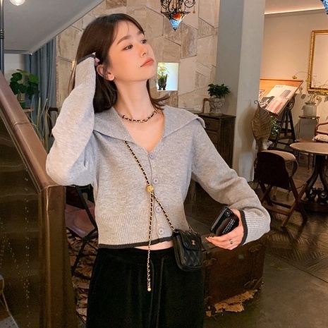 QKOOLE  Áo Croptop Dệt Kim Tay Dài Màu Sắc Đơn Giản Cho Nữ