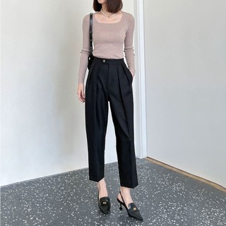 Quần tây nữ cạp lệch xếp ly