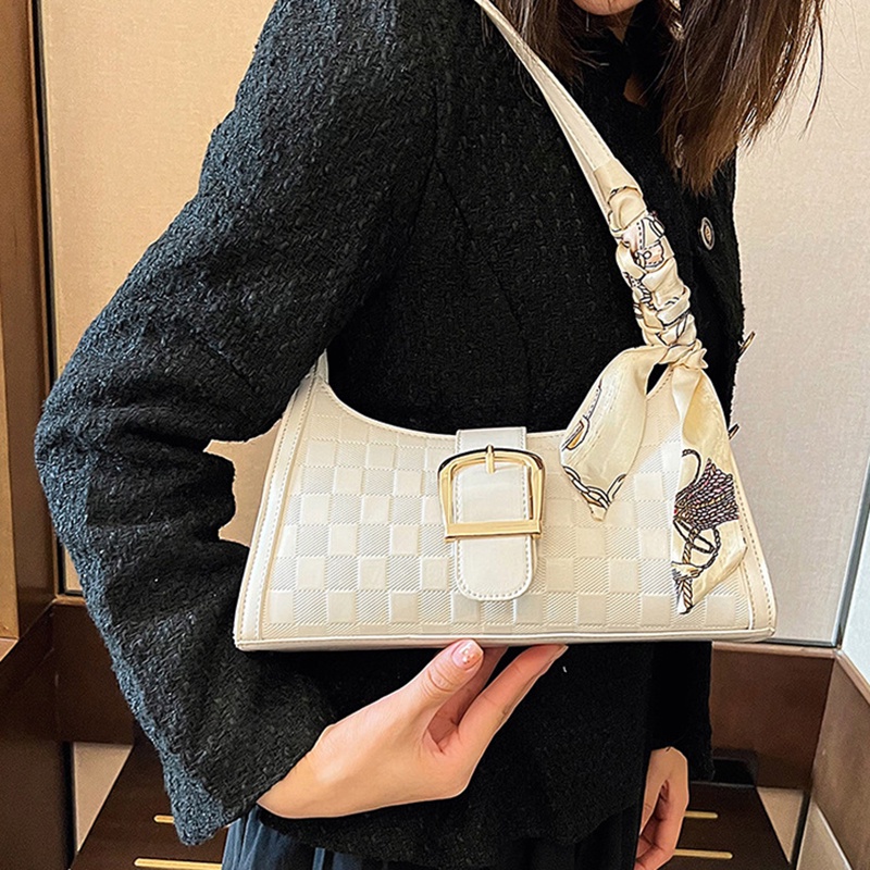 Túi Đeo Vai Họa Tiết Kẻ Sọc Có Khóa Cài Thời Trang Cho Nữ