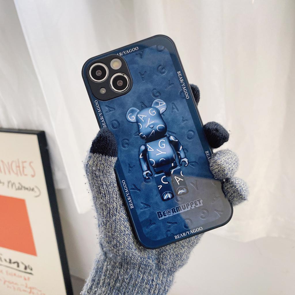 Ốp Điện Thoại Kính Cường Lực In Hình Gấu kaws Cho iPhone 14promax 14 13promax 12 11 X XS XSMAX