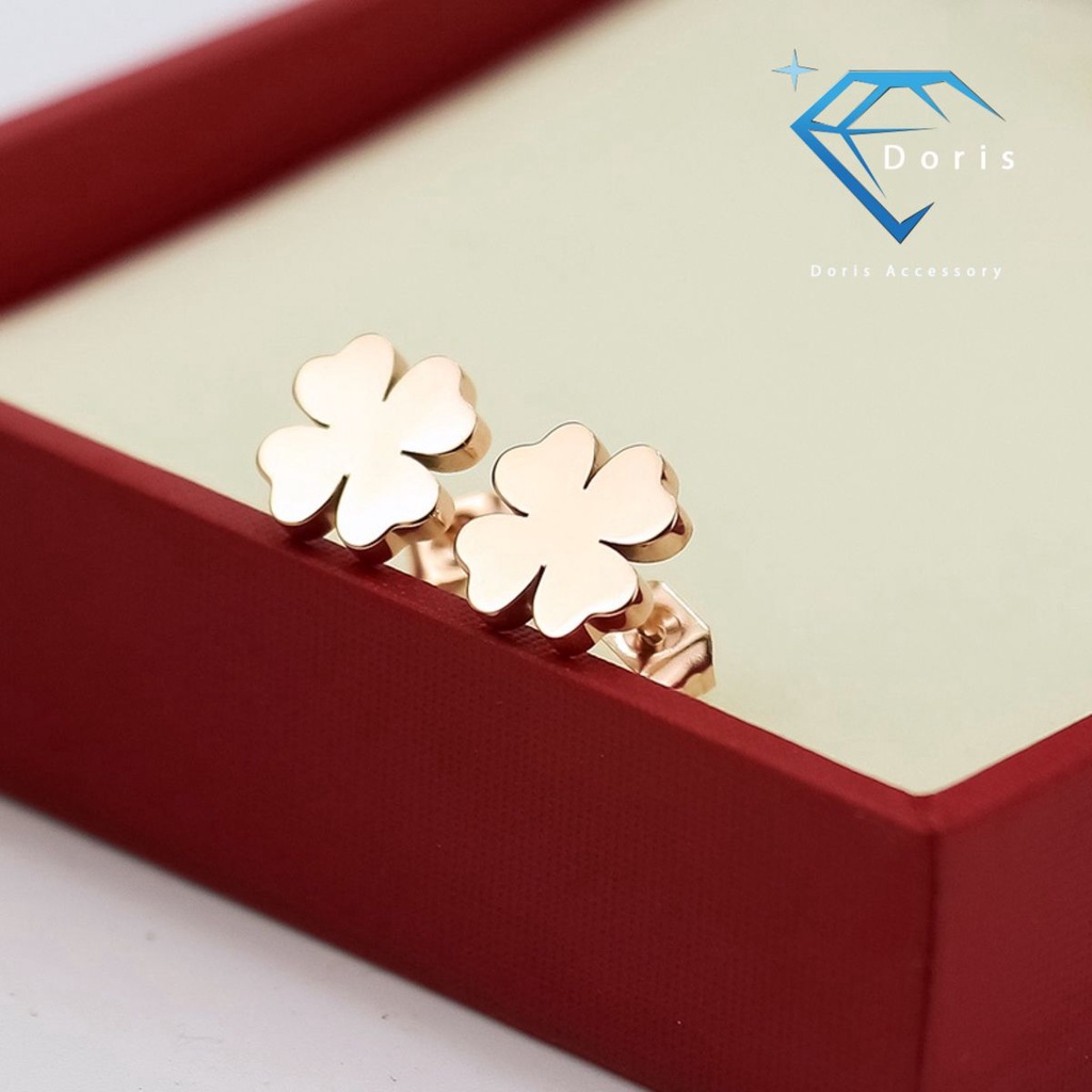 Bông tai nữ Doris titan cỏ 4 lá Gold / Silver / Rose Gold E1-106