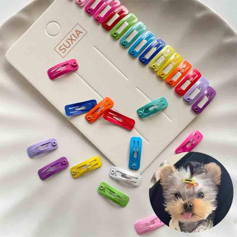 Kẹp Lông Thú Cưng Hình Vuông Mini 2cm Sơn Màu Sắc BB Dành Cho Thú Cưng