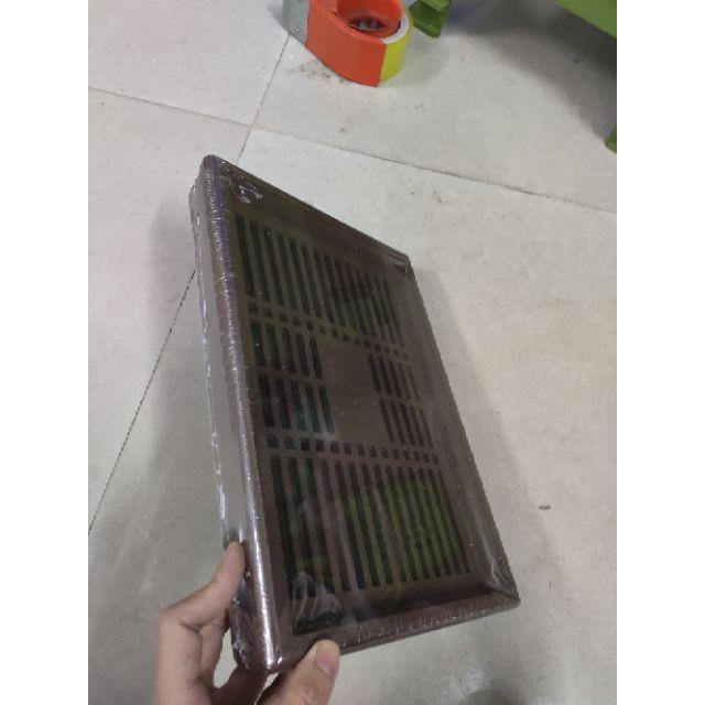 Bộ Khay Trà Nhựa Giả Gỗ Đựng Ấm Chén Việt Nhật Plastic Hình Vuông Hoa Văn Sang Trọng
