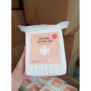 Bông Tẩy Trang 3 Lớp Natural 222 Pcs Mẫu Mới HATSU LOGO 100% cotton Từ Thiên Nhiên