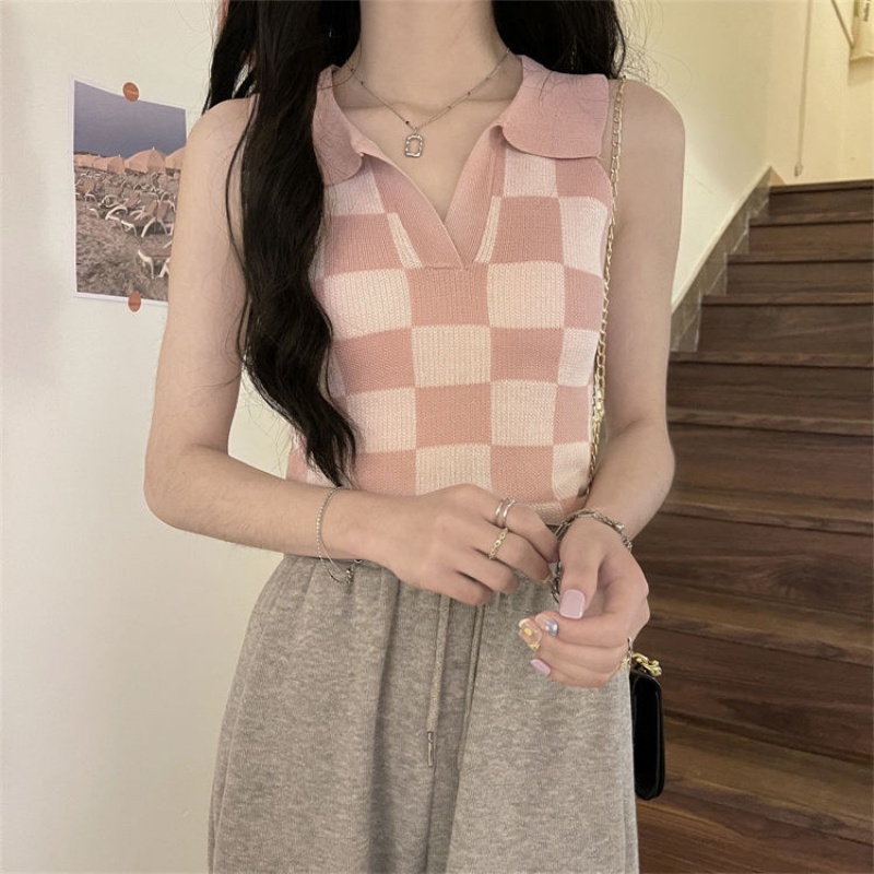 Áo Dệt Kim Không Tay Cổ Chữ V Dáng Ôm Thời Trang Mùa Hè Hàng Mới 2022 Dành Cho Bạn Nữ