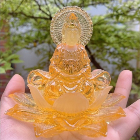 Tượng Phật Quan Âm Đài Sen Đá Ngọc Lưu Ly Cao Cấp Trang Trí Xe Ô Tô, Bàn làm Việc, Bàn Học, Phòng Khách,…