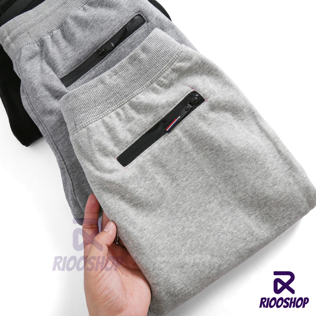 Quần thun nỉ nam ngắn cao cấp chuẩn shop dây kéo RPS037 - quần short nam đẹp Riooshop