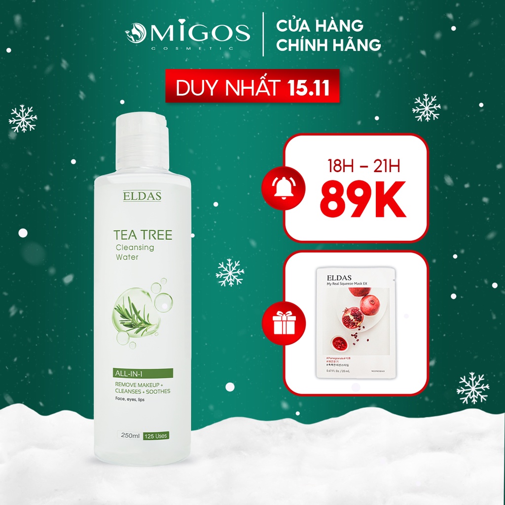 Nước tẩy trang TRÀM TRÀ, cho da dầu mụn ELDAS, sạch sâu không cồn thẩm thấu nhanh giảm kích ứng ELDAS 220ml