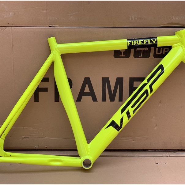 Khung nhôm xe đạp Fixed Gear VISP FIREPLY màu vàng chanh sơn dạ quang bền đẹp