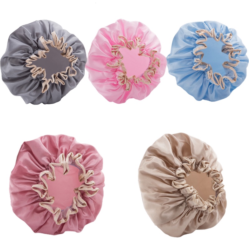 1 Mũ Tắm Trùm Đầu Hai Lớp Dày Dặn Co Giãn Chống Bụi Chống Nước Cho Nữ