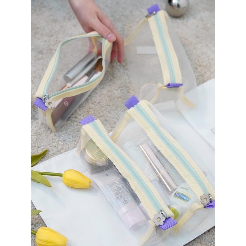 Túi Lưới Đựng Mỹ Phẩm Họa Tiết Hoa Tulip Xinh Xắn Tiện Dụng Khi Đi Du Lịch