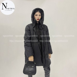  Áo parka nữ áo phao béo dáng dài lót lông vũ cao cấp Za ra phối mũ phong cách Hàn Quốc 