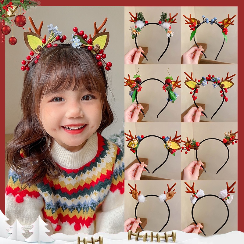 Băng Đô Cài Tóc Hình Sừng Tuần Lộc Dễ Thương