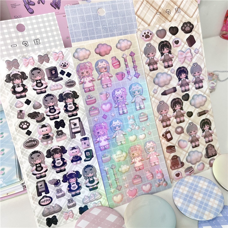 Miếng Dán Trang Trí Hình Búp Bê goo ka Dễ Thương