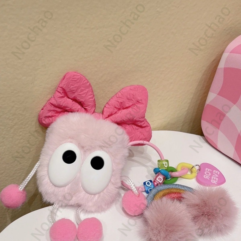 Vỏ Bảo Vệ Hộp Sạc Tai Nghe Bluetooth airpods pro 2 3 / 3 / 3 Bằng Lông Màu Hồng Hình Đôi Mắt To Dễ Thương