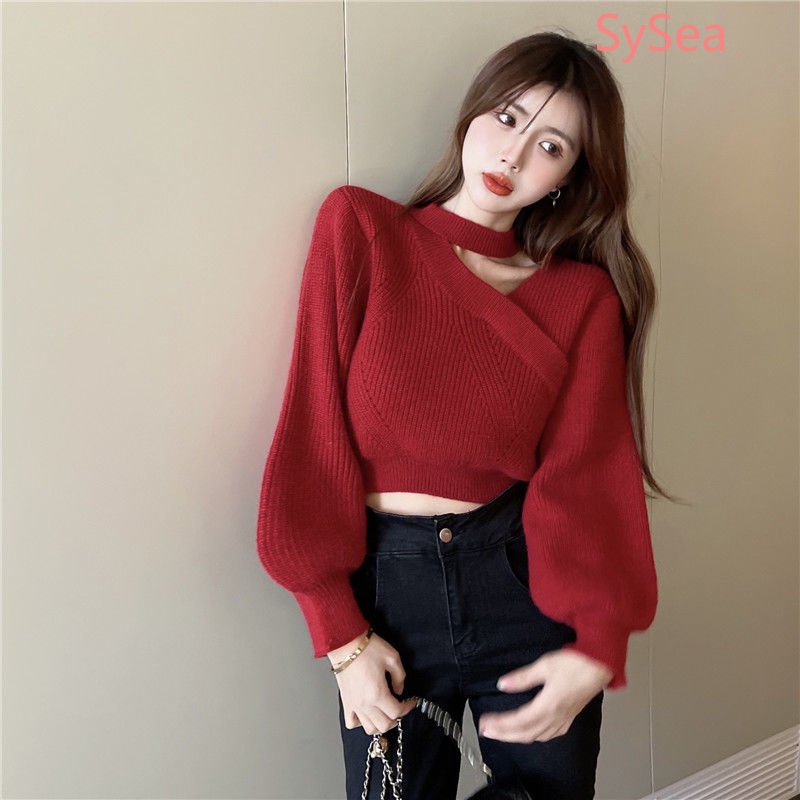 Áo Sweater Dệt Kim Tay Dài Kiểu Hàn Quốc Xinh Xắn Cho Nữ
