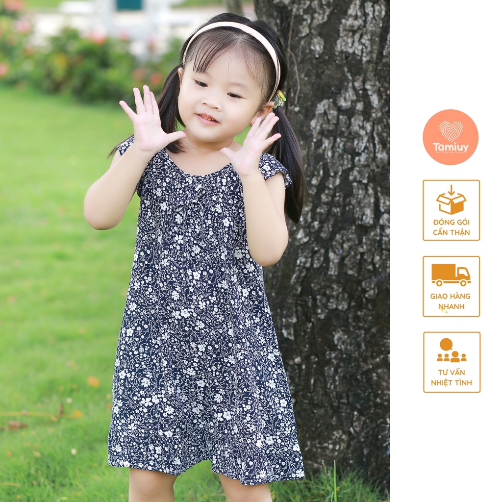 Đầm 2 Dây Rớt Vai Bé Gái Tamiuy Nhiều Họa Tiết Chất Đũi Lanh Thoáng Mát Phong Cách Dễ Thương Mặc Mùa Hè