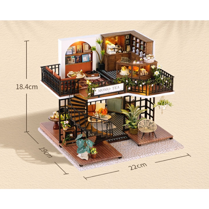 Mô hình nhà gỗ DIY Tiệm trà Momo