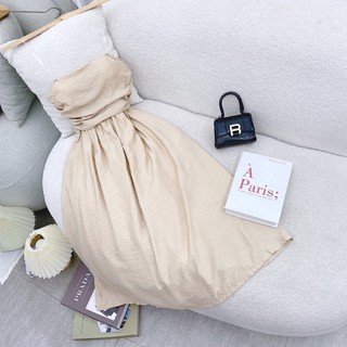 💚 ĐẦM MIDI NUDE ỐNG XẾP NGỰC
