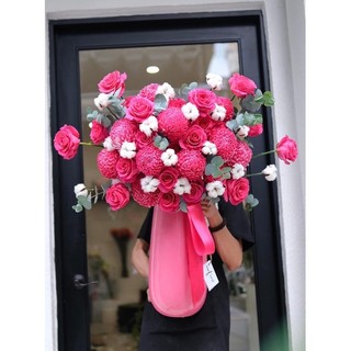 Bình hoa composite, decor, trang trí , bình cắm đào đông (ib chốt màu) B18