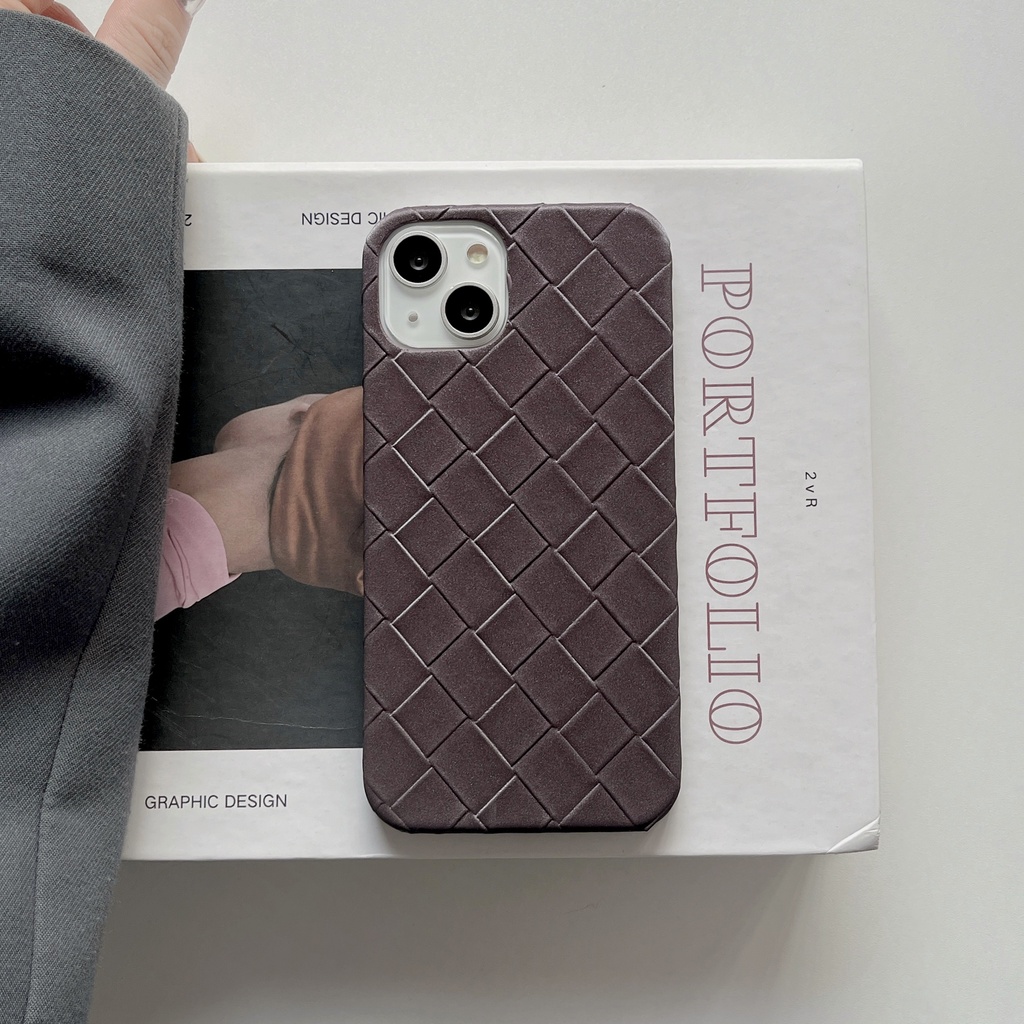 Ốp Điện Thoại Tpu Silicon Mềm Vân Đan Chéo Màu Trơn Chống Sốc Cho iPhone 14 13 12 11 Pro Max Plus