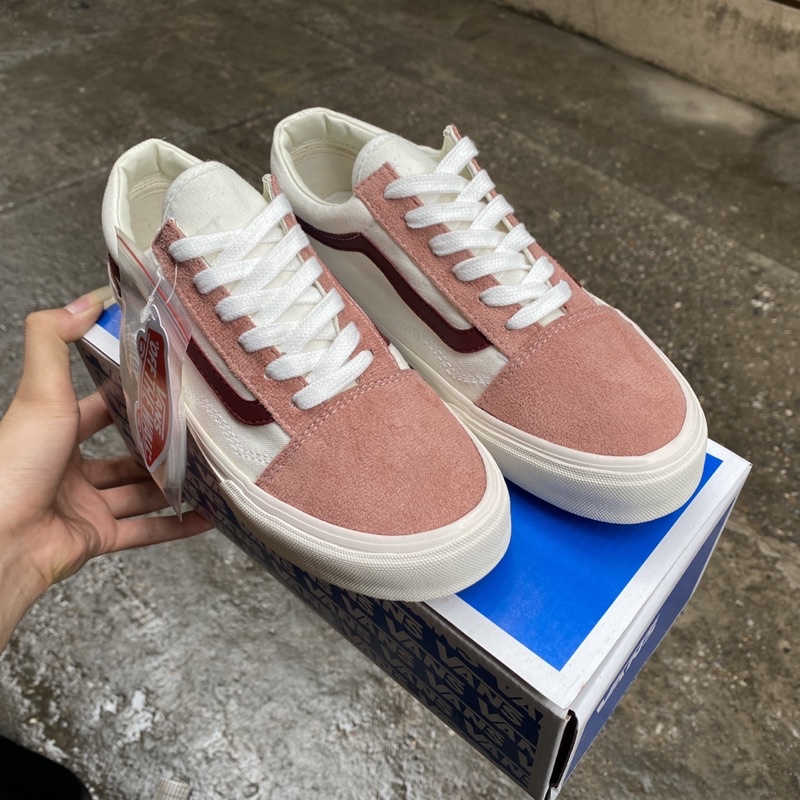 Giày Vanss trắng Hồng nữ loại đẹp J2404 Omen Sneaker