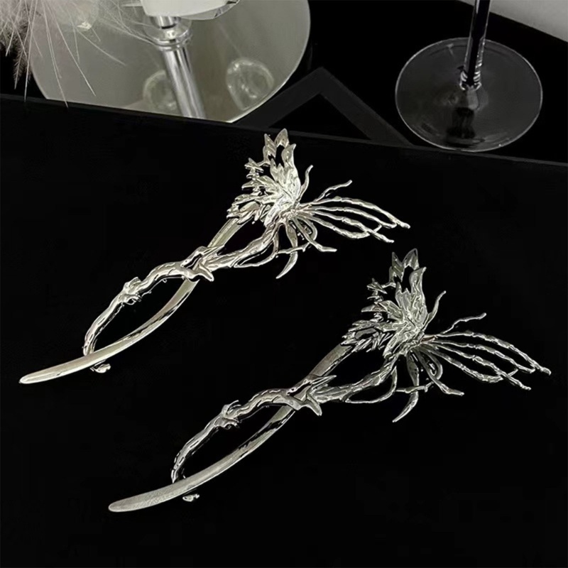 Kẹp Tóc Hình Bướm Màu Đen / Bạc Thời Trang Dành Cho Nữ